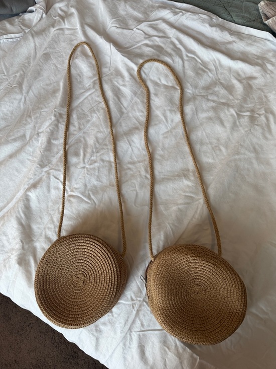 Handbags - Woven Round Crossbody Bag in Tan